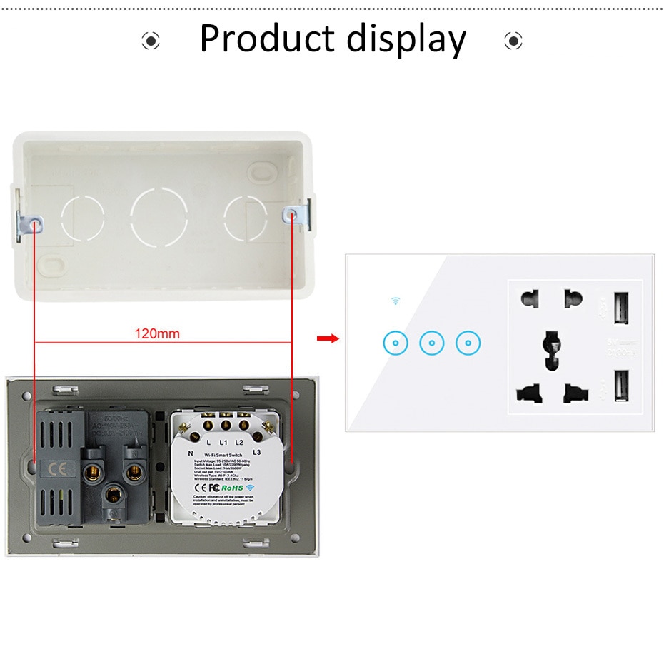Wall Mounting Switch Box Internal Cassette White Back Box 140*80*50mm For 146mm*86mm Standard Switch and Socket
