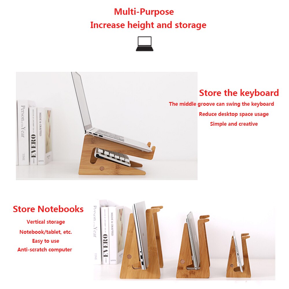 Wood Laptop Stand Increased Height Stand For Macbook Pro Air 13 IPad Pro Vertical Base Cooling 17.3 15.6 14 Inch Notebook Holder