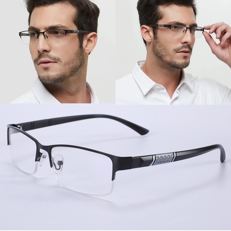 Mannen Leesbril Retro Half-Frame Business Verziend Brillen Dioptrie + 0 + 1.0 + 1.5 + 2.0 + 2.5 + 3.0 + 3.5 + 4.0