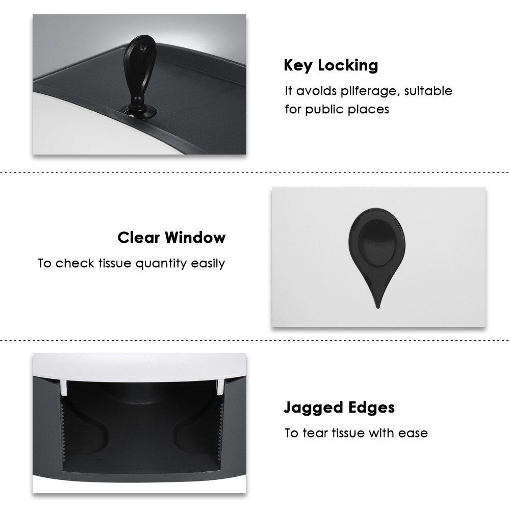 No Drilling Wall Mounted Single Jumbo Roll Tissue Dispenser Hanging Toilet Paper Dispenser Holder for Hotel Restaurant Home