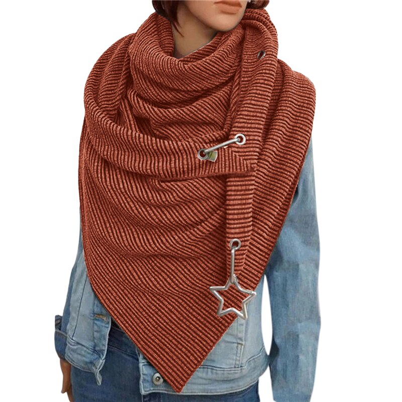 Dames sjaal dames warme wintersjaals met ster hanger zachte sjaals vrijetijds effen stippen print knoop zachte nekwikkel: Oranje