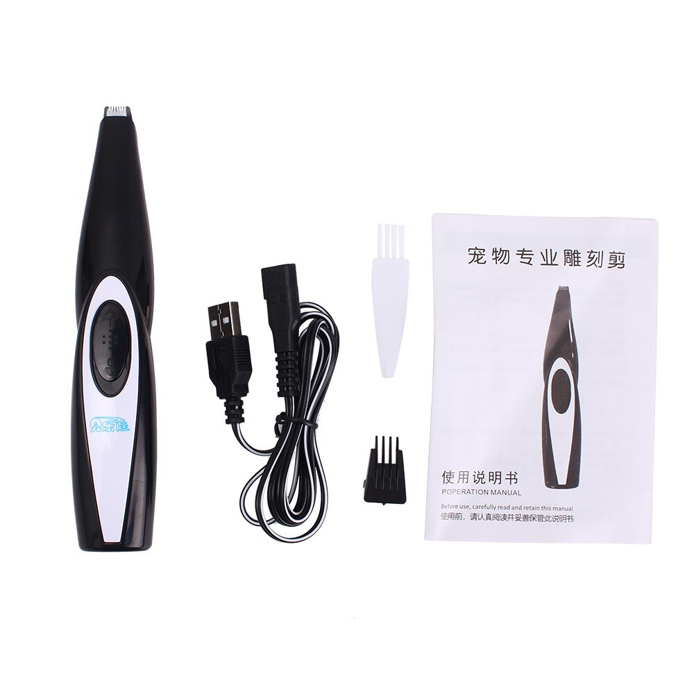 Pet Grooming Machine Dog Cat Hair Trimmer Electrical USB Rechargeable Pets Clippers Pet Foot Butt Ear Eyes Hair Remover Cutter: Black
