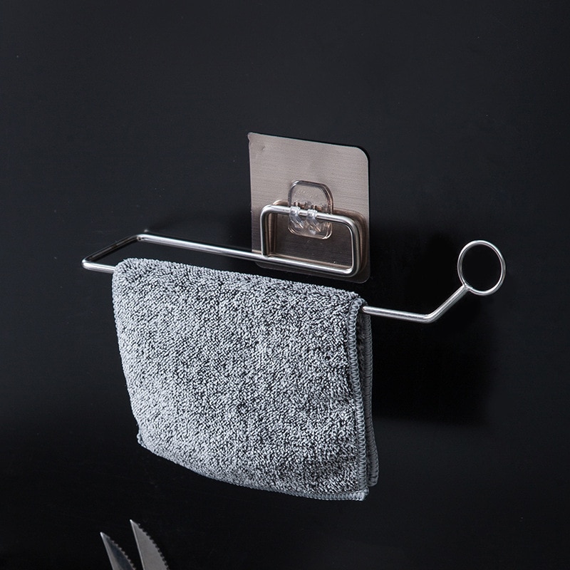 Punch-free Kitchen Hardware Towel Rack Storage Holder Hanging Waterproof Metal Kitchen Roll Paper Organizer Tissue Hanger