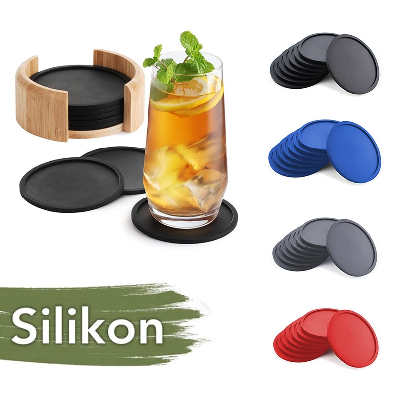Kleur Pop Siliconen Coaster Set Pack Herbruikbare Hittebestendige Ronde Wijn Bier En Onderzetters Antislip koffie Mok