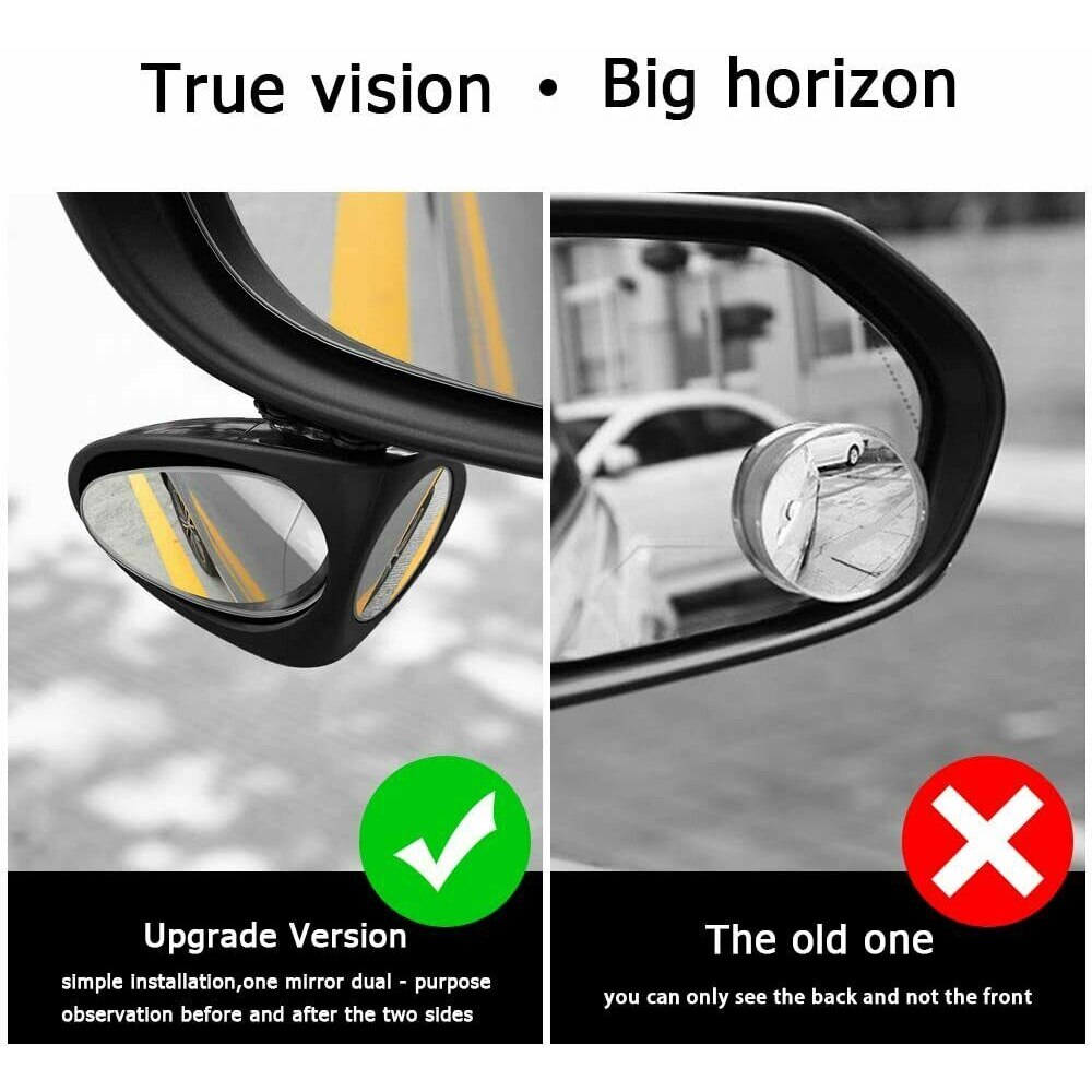 360- graders bakspejl udvendigt konveks spejl drejeligt sikkerhedstilbehør til bil 2 blinde vinkelspejle