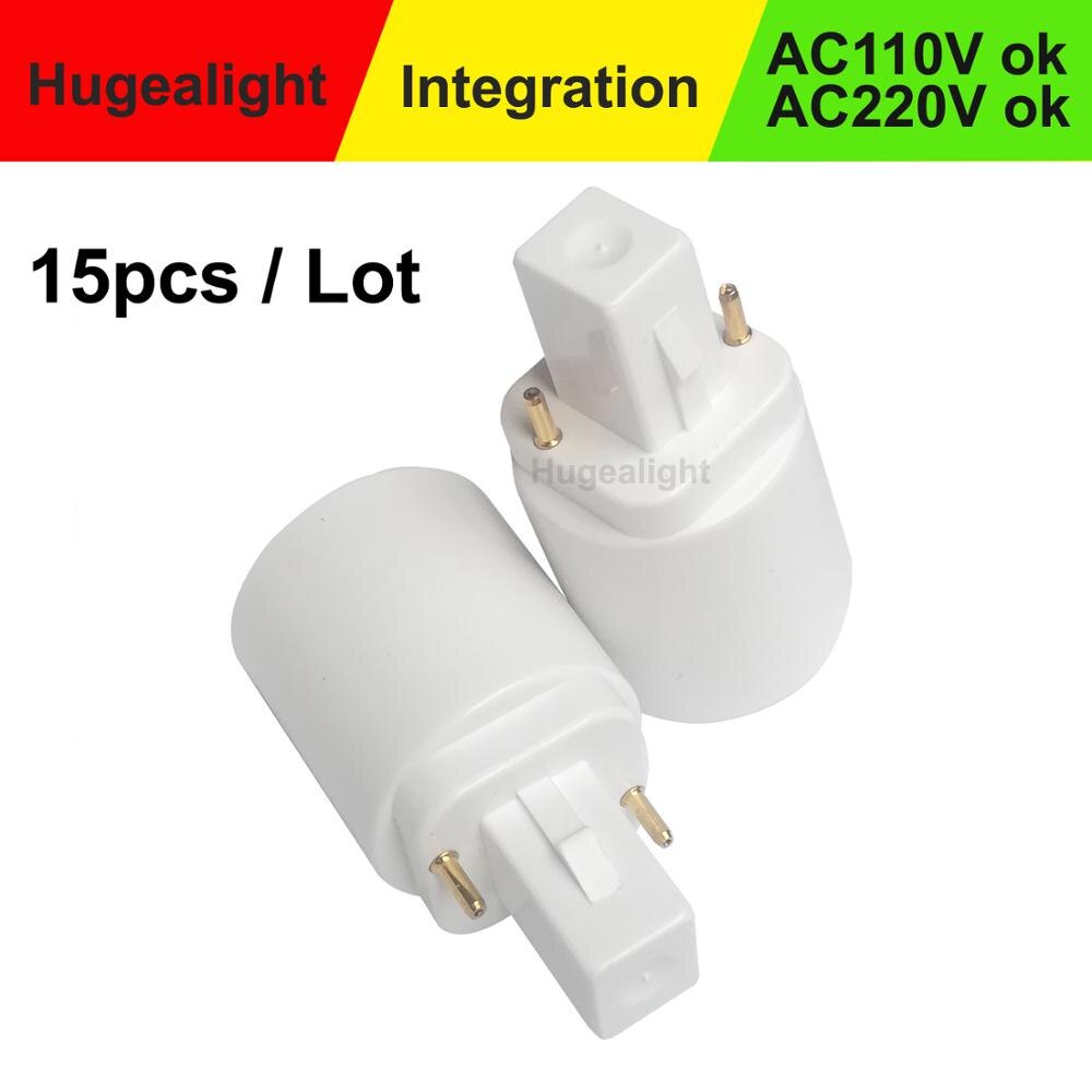 15 Stks/partij Wit Led G24 Om E27 Adapter Socket Halogeen Cfl Light Bulb Base Converter Adapter Lamp Houder 2pin 85-265V