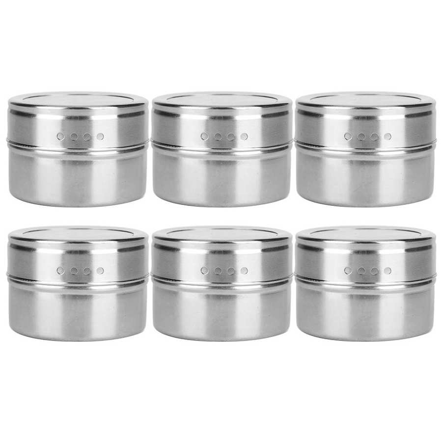 Electric Multi Cooker 6Pcs/Set Stainless Steel Seasoning Box Spice Tank Jars Pepper Condiment Storage Containers Kitchen Tins