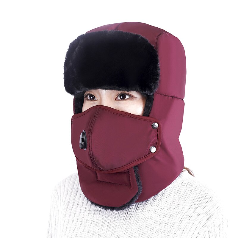 Unisex Outdoor Cycling Cold-Proof Ear Warm Cap Thickened Ear Warmer Winter Hat: Dark red