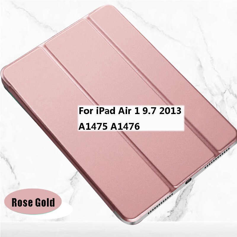 Tablet case For iPad Air 1 2 3 9.7 Free Fast Free Return Wake Sleep Smart Leather Flip Stand Tri-fold Cover: Rose  iPad Air 1