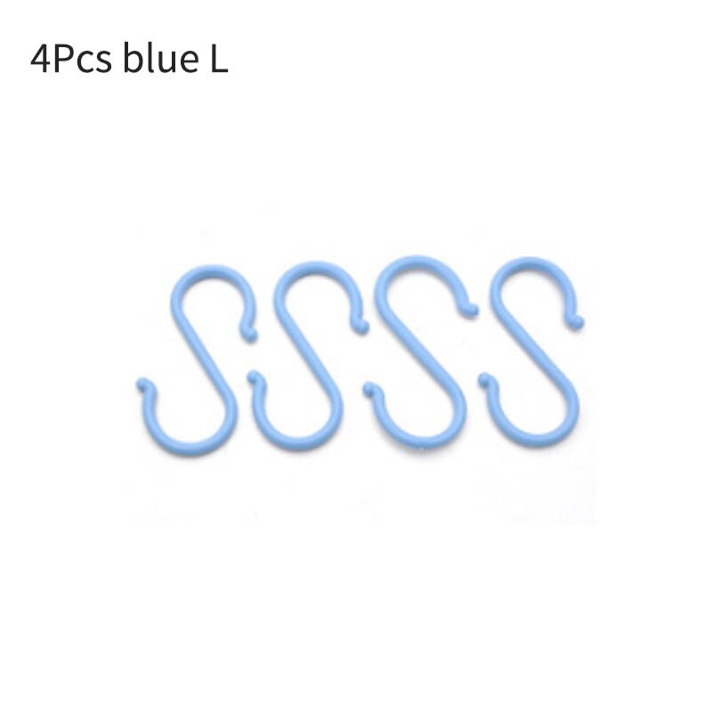 S-shaped kitchen hook Plastic material Multi-functional durable hanger Clothing rack Kitchen accessories Outdoor products: 4Pcs blue L