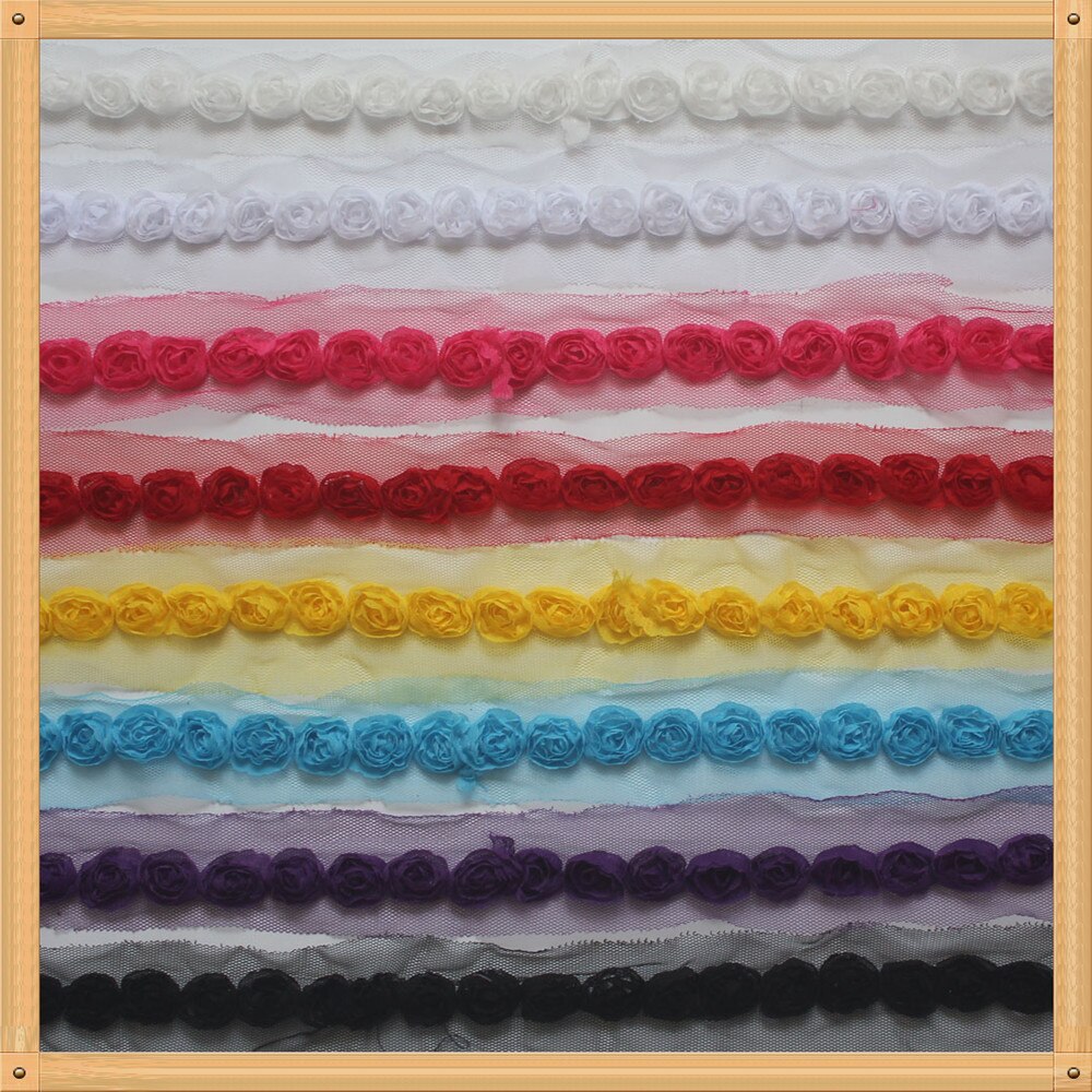 10y 2Cm Shabby Chiffon Roos Bloem Kant Trim Voor Diy Crafting Rompertjes Kleding Jurk Trimmen Home Decorations Naaien Leveringen: You Pick Color