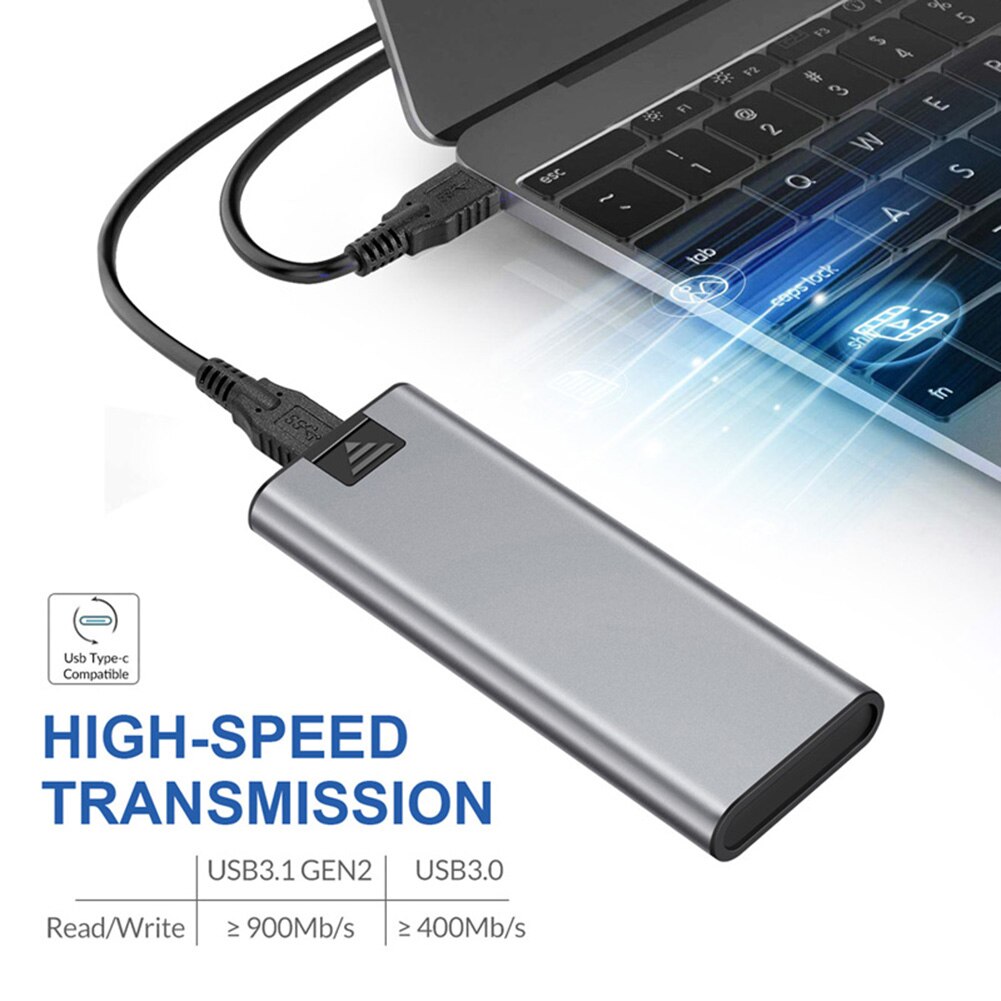 109*41*12MM 10Gbps M.2 SSD Type-C Enclosure Aluminum Alloy NVME PCI-E Solid State Drive External Box Case without Hard Disk