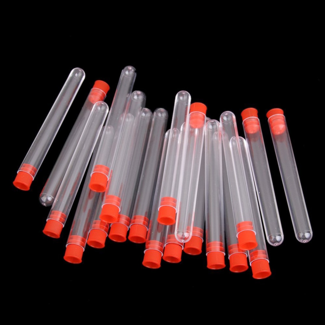 20 Pcs Non-Completed Plastic Test Tubes Lab Test Tool With Screw Cap Transparent, 12*100mm