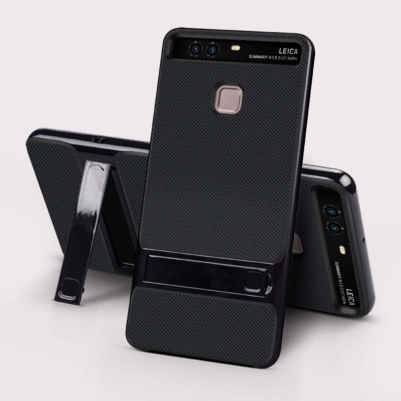 Merke 3d kickstand hybrid deksel for huawei  p9 silikondeksel tpu+pc royce 360 fullt beskyttende bakdeksel huaweip 9 coque rustning: Royce black