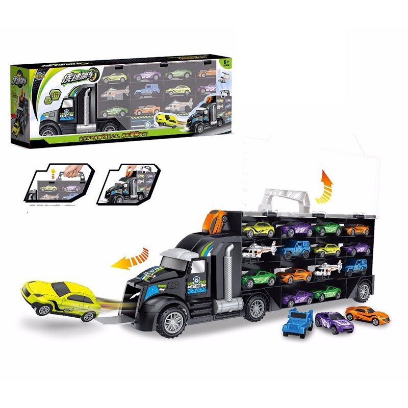 13 Stks/set Vervoer Auto Carrier Truck Jongens Speelgoed (Inclusief Legering 10 Auto 'S En 2 Helikopters) Voor Kid Kinderen