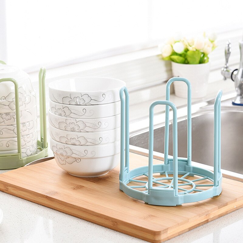 Plastic Bowl Dish Drain Holder Plate Drying Rack Organizer Kitchen Sink Cups Stand Drain Storage Shelf Bracket Organizer