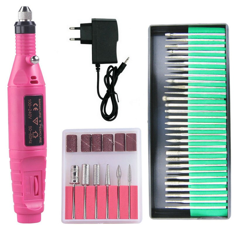 Nail art mini elektrisk borr manikyr maskin borr nagel skönhet borr penna pedikyr tips fil polish form maskin för manikyr: Rosröd