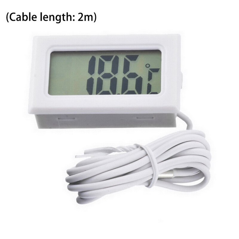 1pc Mini Humidity Sensor LCD Backlight Temperature Instruments Thermostat Outdoor Weather Station Digital Thermometer: 2M White