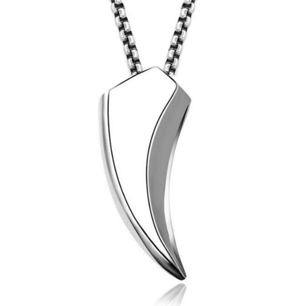 Stainless Steel High Polish Finished Wolf Tooth Pendant Necklace Jewelry Punk Rock Men Necklaces