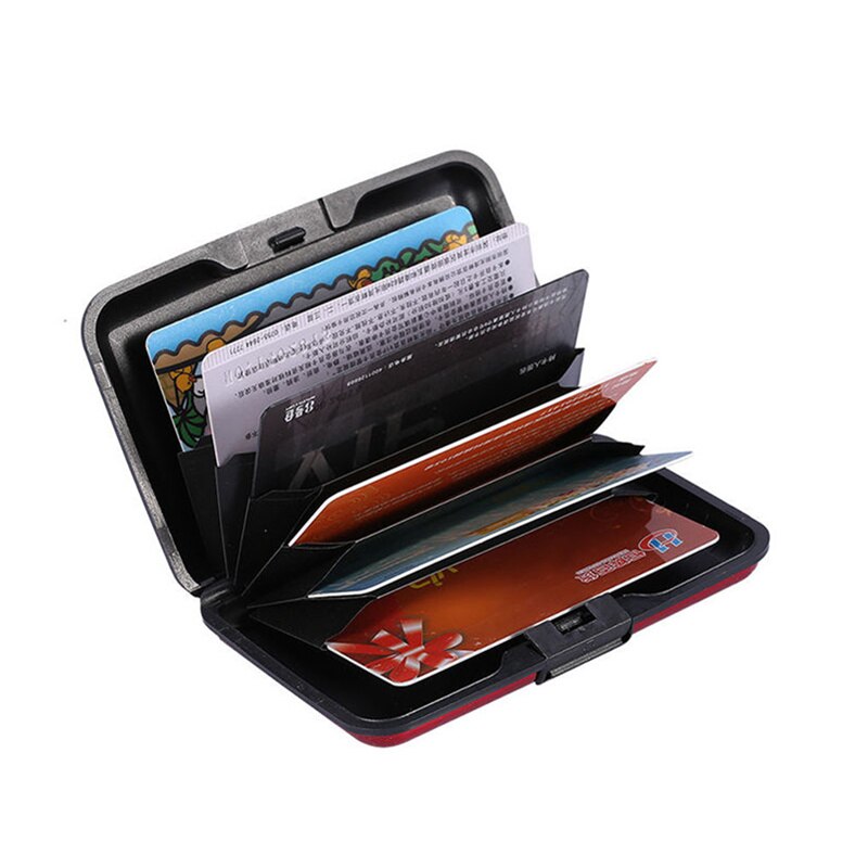 Tarjetero de aluminio para hombre, estuche rígido con bloqueo, billetera sólida para tarjetas de crédito, escaneo Anti-RFID, protege el tarjetero, 1 ud.