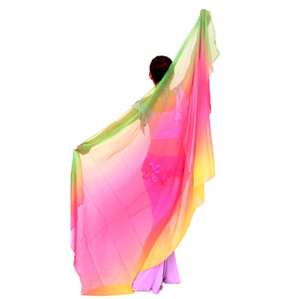 Dégradé voile châle visage écharpe femmes danse ventre Bollywood Costume soie-comme neuf: green  rose yellow