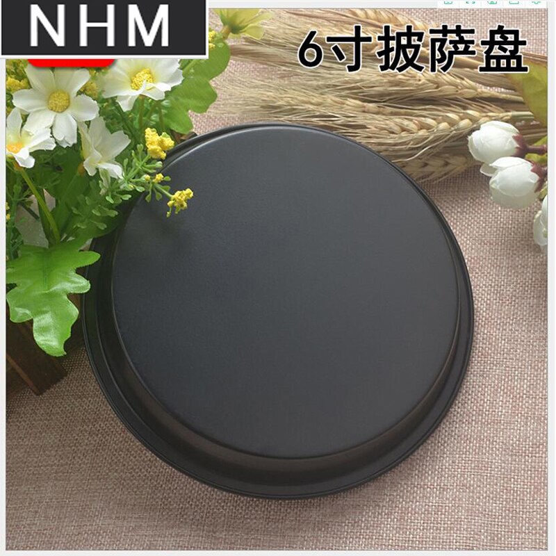 NHM 1 stks non-stick pizza 6 inch carbon staal non-stick pizza pan ronde pizza plaat diy bakvorm