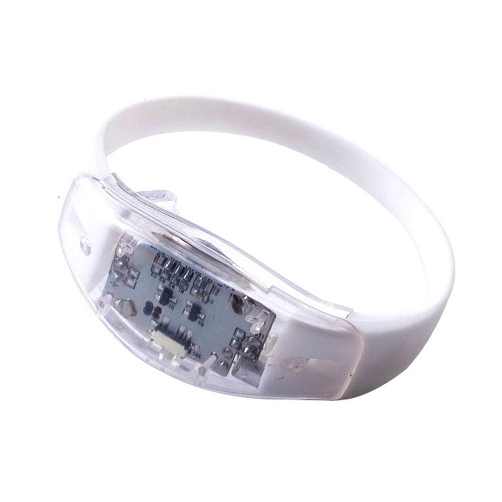 Brazalete de silicona Unisex con luz LED controlada por sonido, brazalete de silicona con brillo activado, para Festival, , NOV99