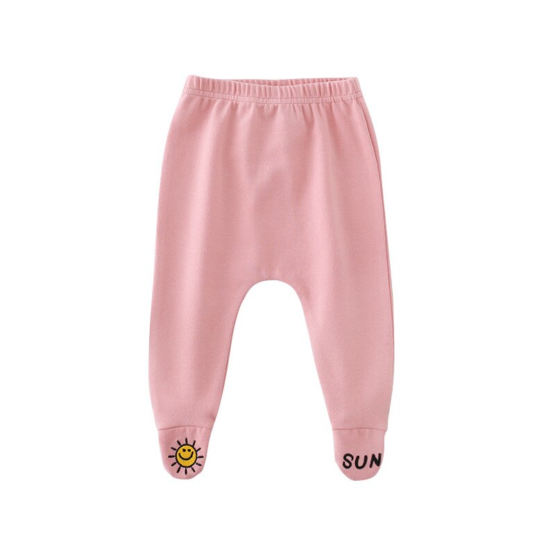 Baby Meisje Herfst Leggings Broek Drie Kleuren Panty Meisjes Legging Roze Footies Zon Gedrukt Dunne Slanke Broek: Roze / 18m