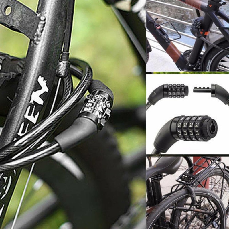 Bike Lock Bicycle Cycle Lock Re Settable 4 Digit Dial Code Code Password Combination Security Bicycle Lock Bicycle Accessories