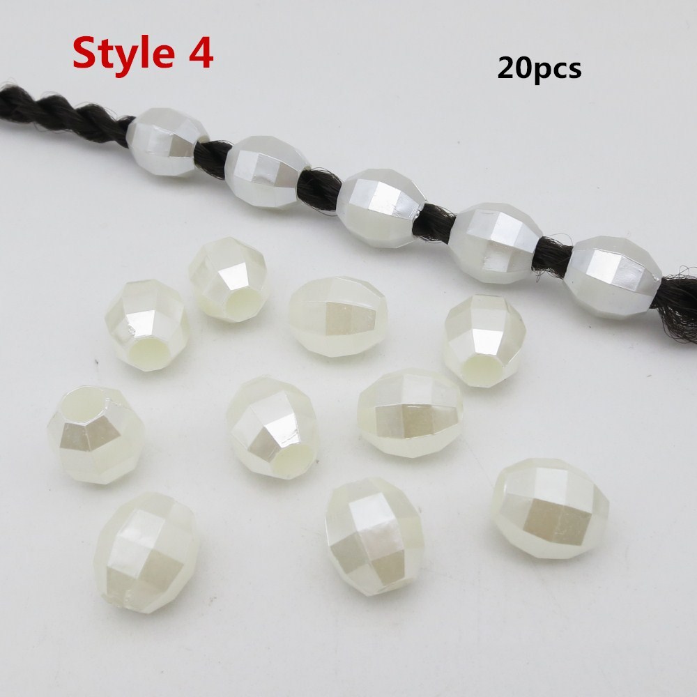 20pcs/pack Crochet Braids Pearl White kids girls women Hair braid Dreadlock Beads rings tube hair Accessories