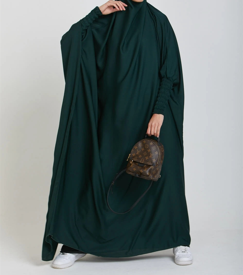 Abito da donna medievale Dubai Türkiye Abito grande altalena tinta unita Abbigliamento genitore-figlio Ramadan Eid Al-fitr Abiti da preghiera musulmani: L / verde
