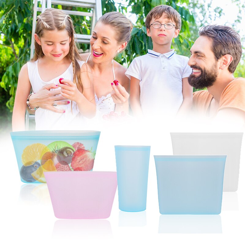 3 stücke Küche Kühlschrank Snack Lager Kasten Suppe Milch Leck Beweis Container Aufstehen Frische Tasche wiederverwendbar Silikon Lebensmittel Lagerung Kasten Taschen
