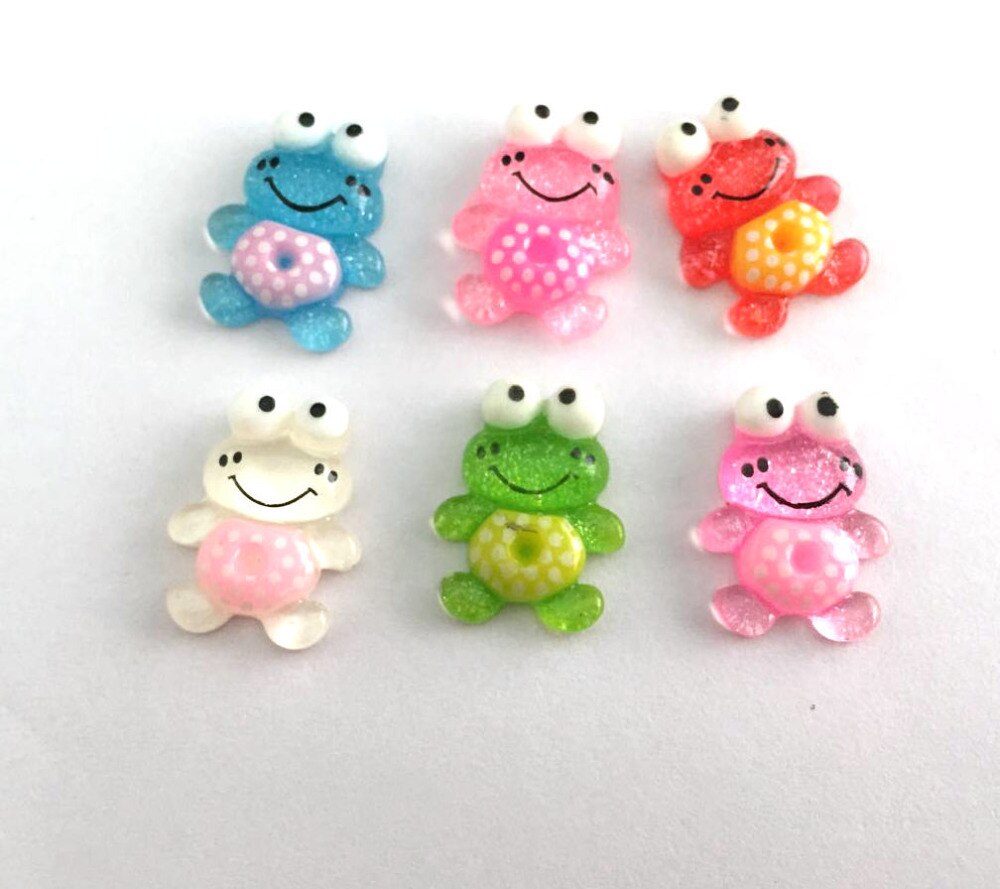 50pcs Glitter Frog Resin Flatbacks - Resin Cabochons flatback Buttons Resin Charms dotted resin