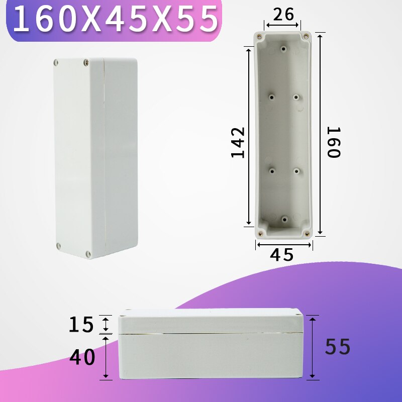 Outdoor Waterproof Case Enclosure Plastic Box Electronic Project Case Waterproof Junction Box for Electronics: 160-45-55