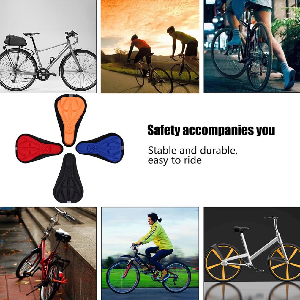 MTB Mountain Bike Cycling Thickened Extra Comfort Ultra Soft Silicone 3D Gel Bike Pad Cushion Cover Bicycle Saddle Seat 4 Colors