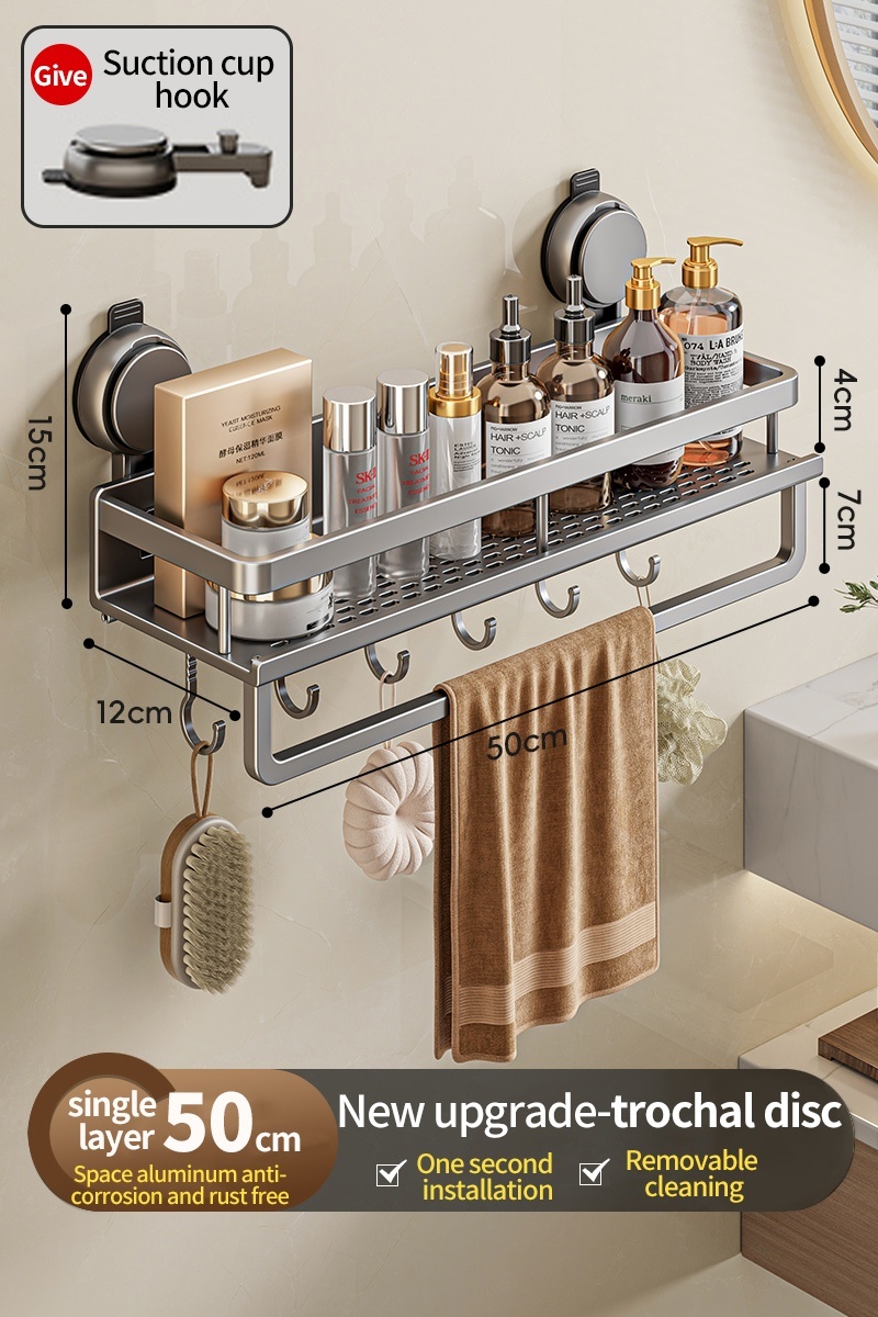 Toilet storage rack, bathroom washbasin, toilet, shower room, kitchen, wall mounted non perforated towel rack: green