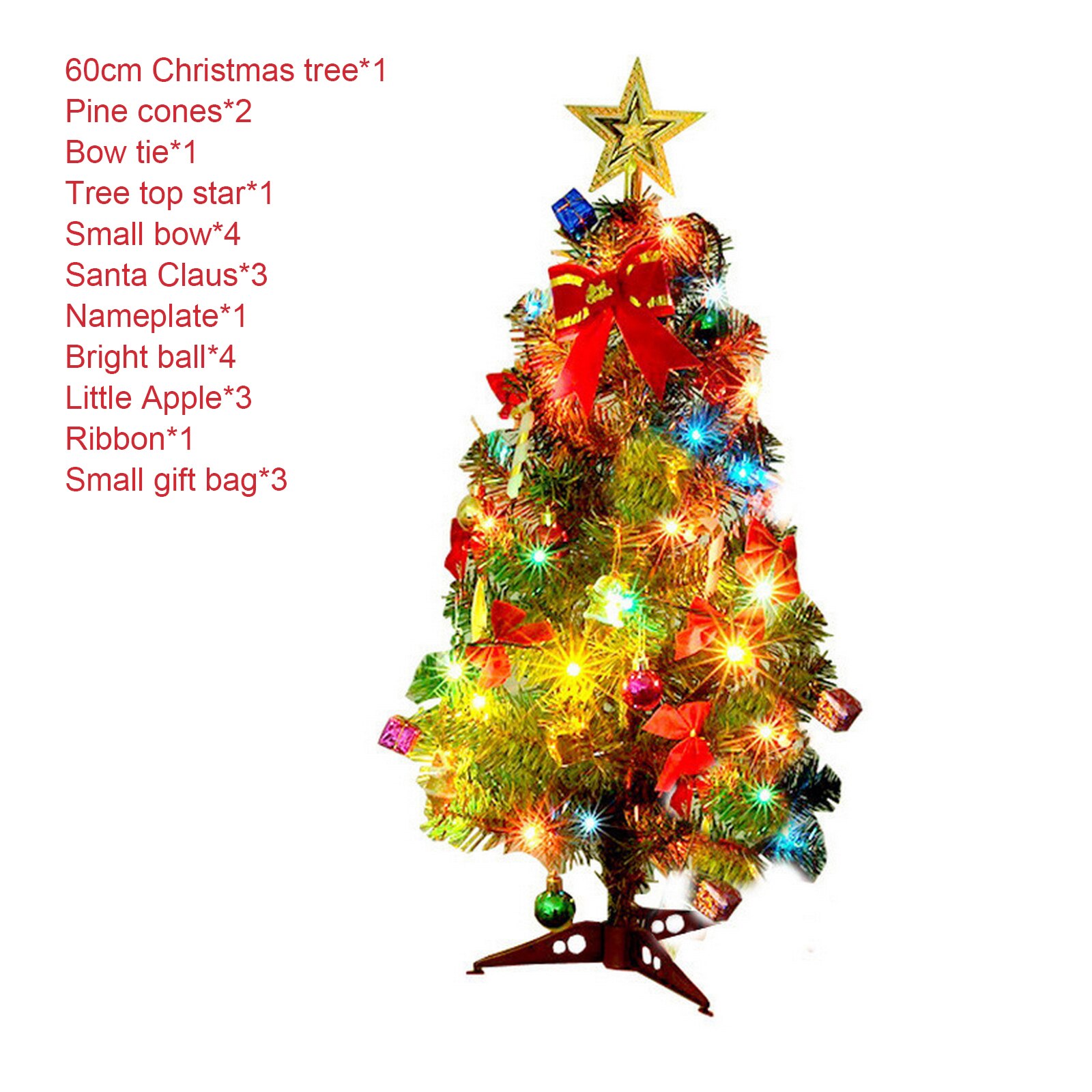 60cm/150cm/180cm Christmas Tree DIY Decorated LED Lights Glowing Christmas Tree Home Year Party Decoration: B