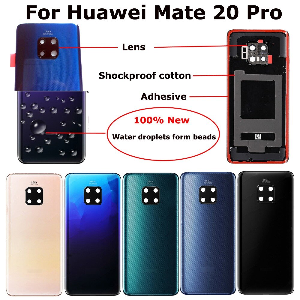 100% Orig 6.39 "Voor Huawei Mate 20 Pro LYA-AL00 LYA-L09 LYA-L29 Glas Achter Back Door Behuizing Batterij Deur cover + Lijm