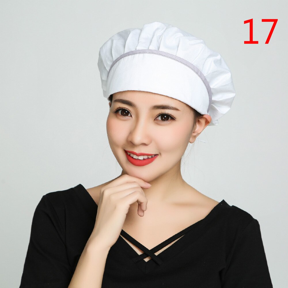 Chapeau de Chef pour hommes et femmes, uniforme de Chef cuisinier, de boulanger, de café, de Restaurant, d'hôtel, de boulangerie, chapeaux de travail, casquettes anti-poussière respirantes pour atelier: 17