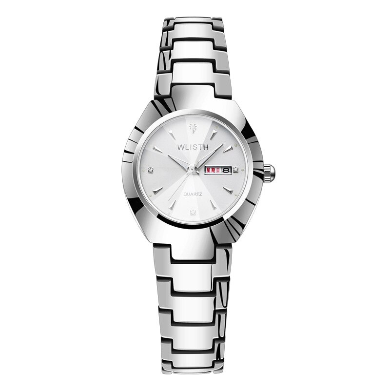 Lover Horloges Paar Horloge Goud Heren Staal Quartz Dubbele Kalender Lichtgevende Waterdichte Mode Horloge Cadeau Voor Meisje: Women 6