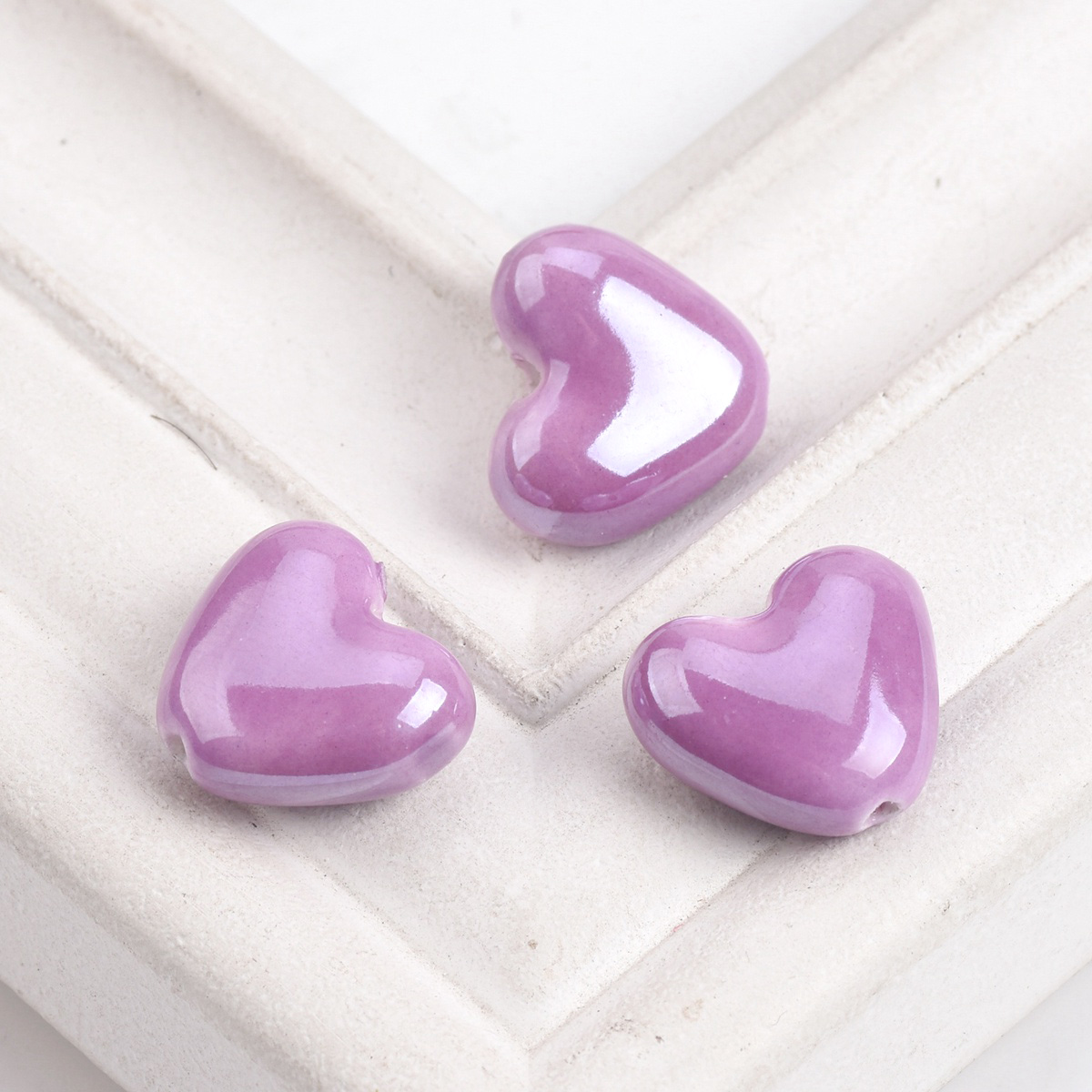 10 Uds. De cuentas sueltas de porcelana de cerámica esmaltada brillante hechas a mano con forma de corazón de 15x13mm para fabricación de joyería, accesorios para manualidades DIY: Azul