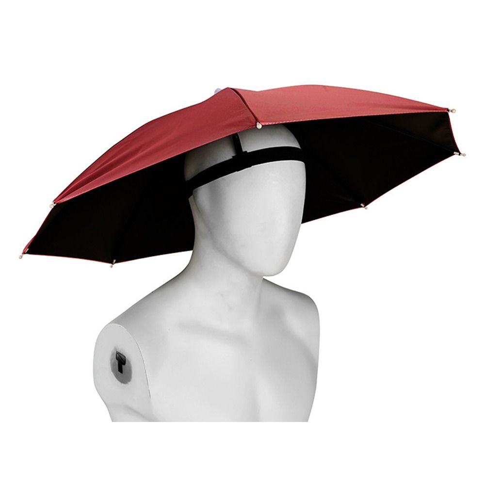 Foldable Head Umbrella Hat Windproof Fishing Head Wearing Sunshade Rain Gear Outdoor Portable Umbrella Camping Beach Head Hats: WHITE
