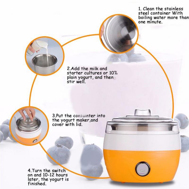 LSTACHi Stainless Steel Automatic Yogurt Maker 220V 15W Electric multifunction Yogurt Maker for Cook Yogurt Machine