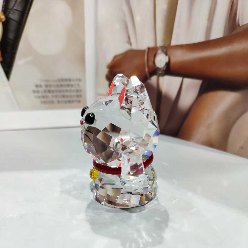 CRYSTAL CUTE CAT FIGURINES ORNAMENT GLASS CAT PAPERWEIGHT FENGSHUI DECOR COLLECTION CRAFT TOY FAVOR CHRISTMAS HOME DECOR