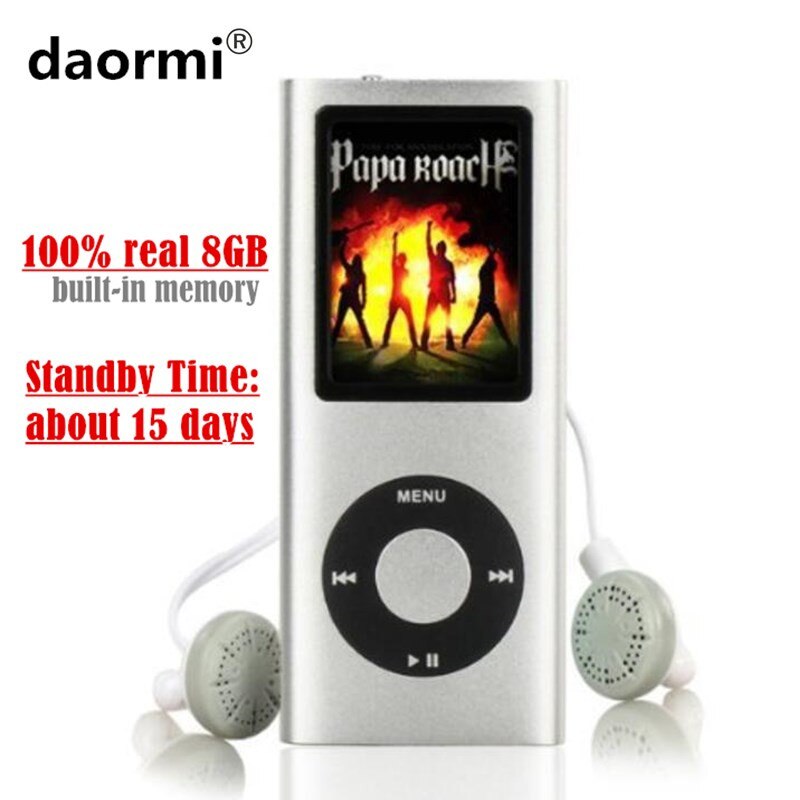 Lcd 1.8 inch 8gb ( virtual 32gb)  sport  mp3 player music playing 4th gen with fm radio e-book hd video  mp4 player: Sølv