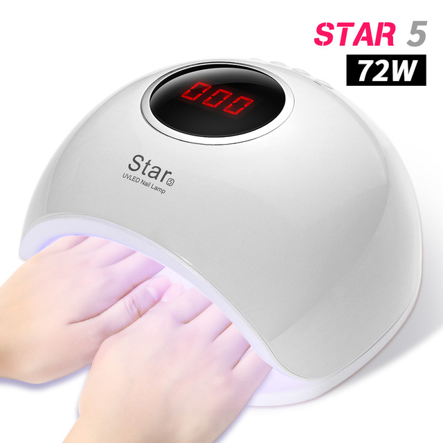 Rohwxy 66W Uv Led Lamp Nagel Droger Voor Alle Type Gels Polish Met Bodem 10 S/30 S /60 S/Timer Lcd Ijs Lamp Voor Nail Auto Sensing: Star 5 White / VS