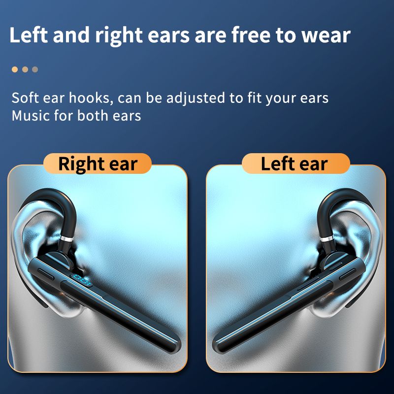 Trådlösa bluetooth-hörlurar med 5.3 enkla hörlurar och hd-mikrofon, stereoheadset, handsfree-samtal, affärshörlurar för sport, bilkörning och resor