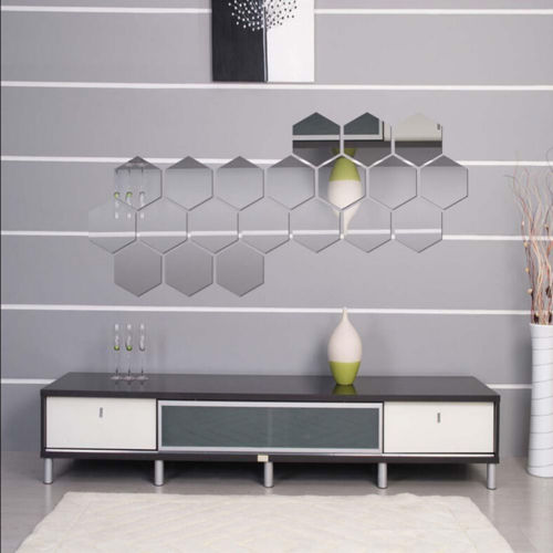 3D Mirror Hexagon Acrylic Removable Wall Sticker Decal Home Decor