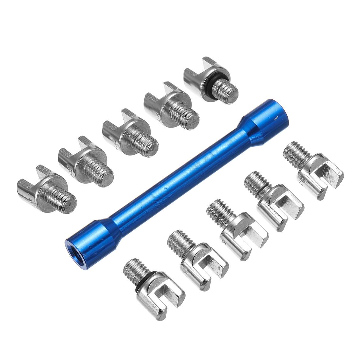 Llave de radios azul para motocicleta, 10 piezas, puntas endurecidas, juego de 5,0 ~ 6,8, para la mayoría de las motos, herramienta de reparación de cables de acero para neumáticos
