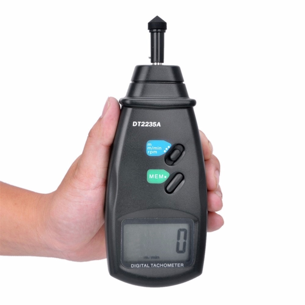 DT2235A Digital Contact Tachometer 0.5 tot 19999RPM LCD Auto Range Elektronische Snelheidsmeter RPM Meter Speed Meetinstrumenten